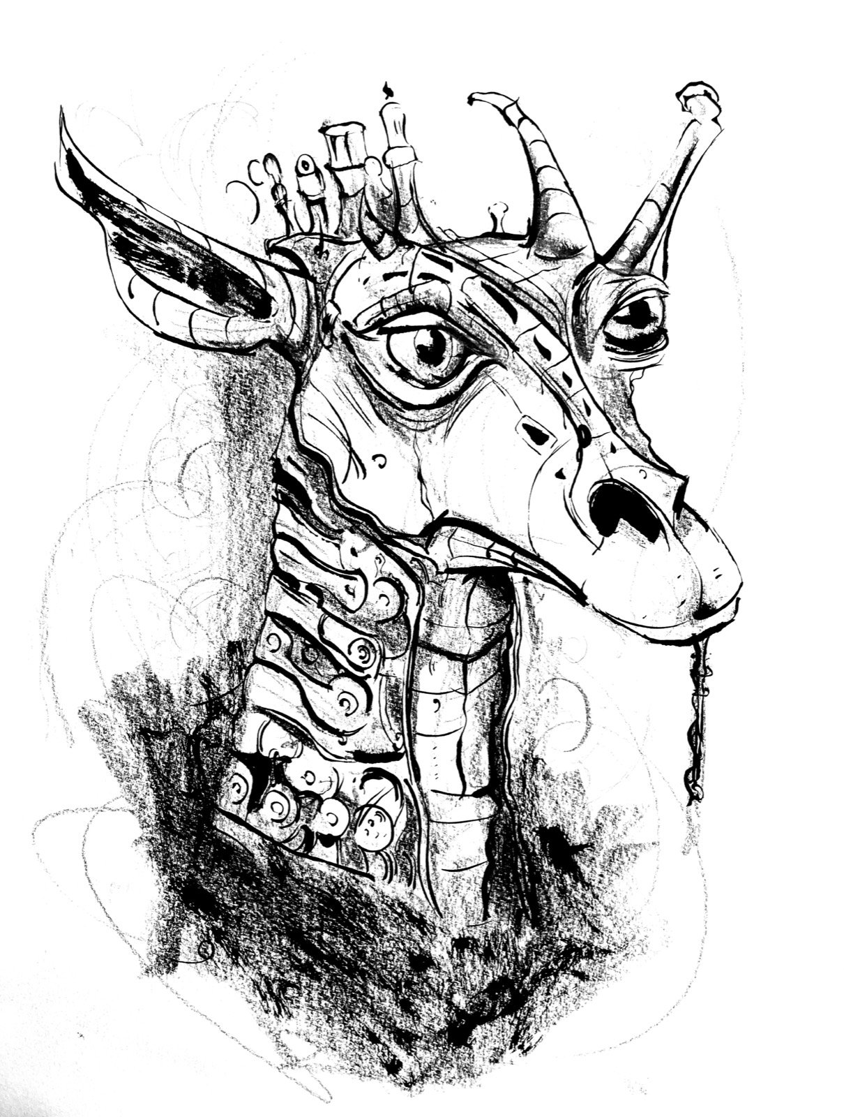 Illustration graphique de girafe robot